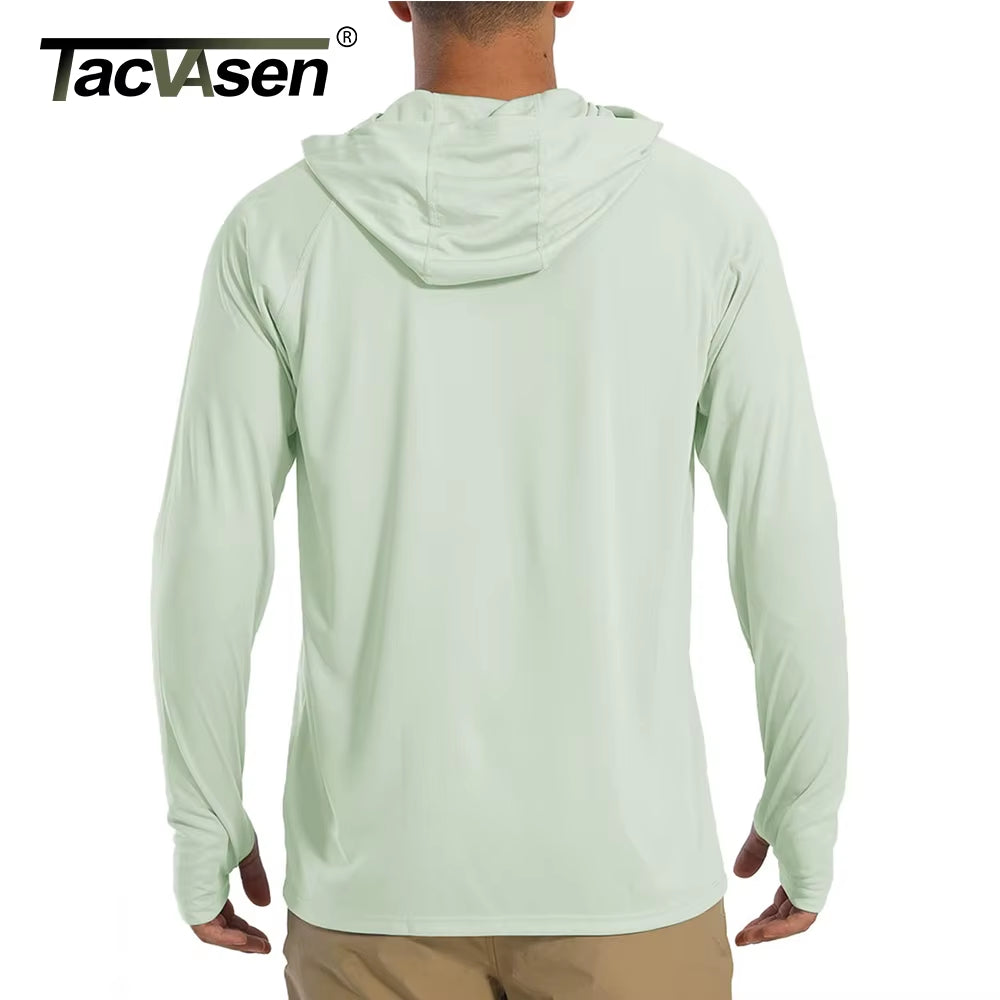 Sun Protection T-Shirts Mens Long Sleeve Hoodie Casual Uv-Proof T-Shirts Breathable Lightweight Quick Dry T Shirts Male